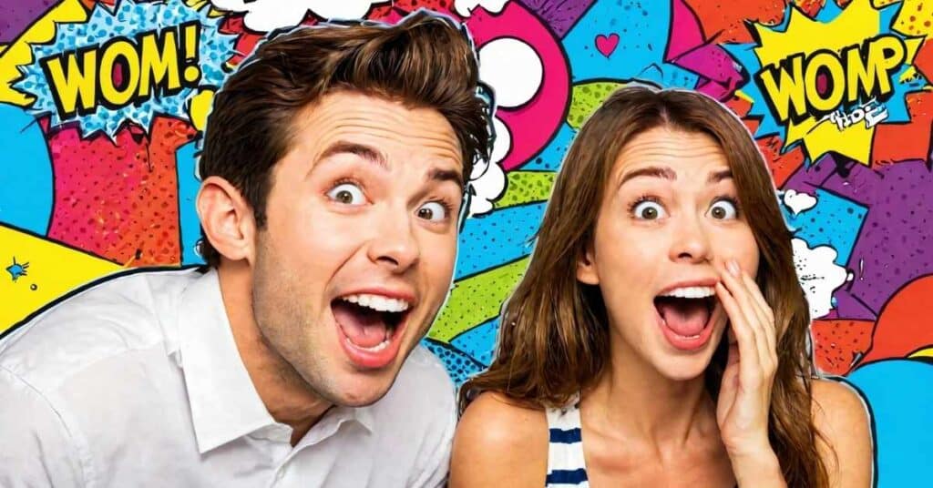 USA model boy and girl playfully saying to his girlfriend with a confident smirk.